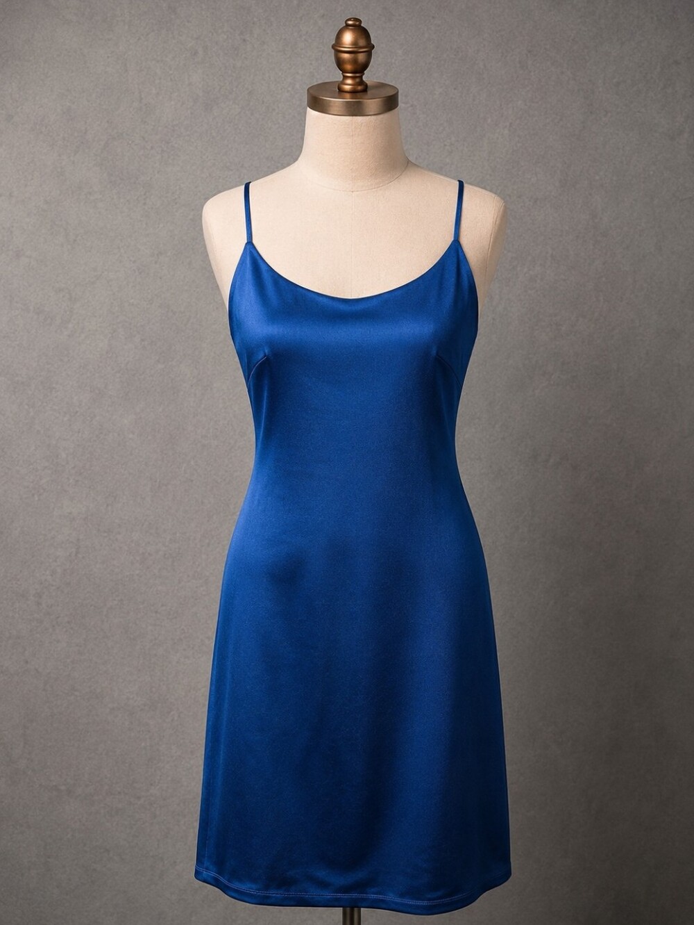 Popular 21 Blue Satin-Like Slip Dress Junior's Medium Y2K Spaghetti Strap Mini D